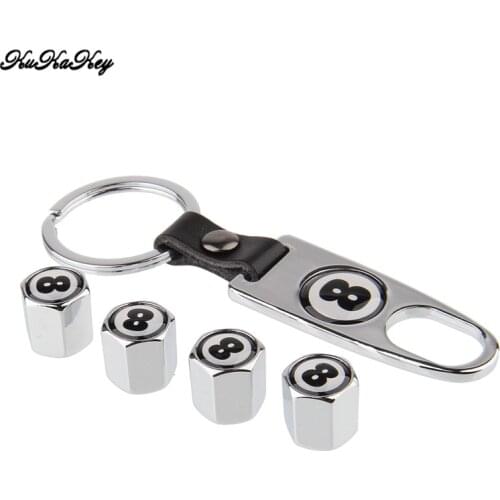 4pcs Number 8 Pattern Motorcycle Bicycle Car Wheel Tire Valve Caps with 1piece Keychain Car Accessories for BMW for Benz
