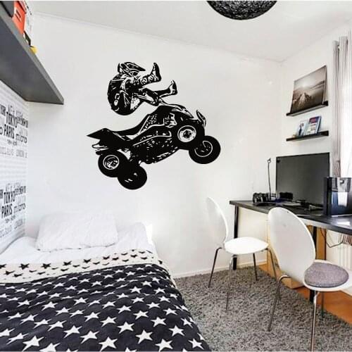 Quad Bike Wall Decal Quadricycle Race Motor Racing Rider Extreme Sport Art Vinyl Stickers Teens Bedroom Playroom Home Decor 3742