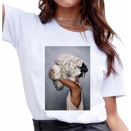 Summer Fashion T Shirt Flower girl Graphic Printed Harajuku T-Shirt Women Tops O-neck Tees Short sleeve Tshirt Female Clothing