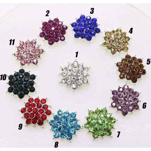 DIY 17mm 10 pcs/pank Bling Metal Fashion Flower Round Cluster Crystal Rhinestone Jewel Wedding metal Button can mix color
