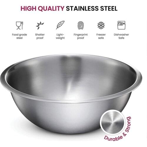 16-32cm Large Capacity 304 Stainless Steel Salad Bowls Set Kitchen Baking Prep Mixing Bowl Food Vegetable Storage Container