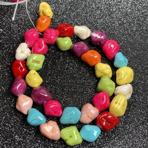 Natural Stone Loose Beads Mixed Color Fashional Turquoises Loose Beads Strand 9-13 MM For Jewelry Making DIY Bracelets Necklace