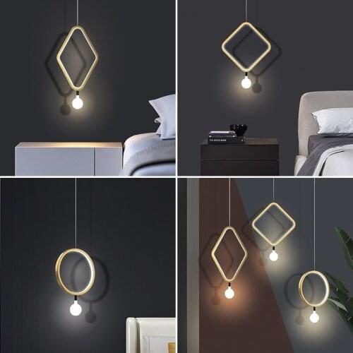 Nordic Bedside Small Pendant Lights Simple Modern Warm Night Lighting Long-line Bedroom Light Golden Iron Restaurant Bar Lamp