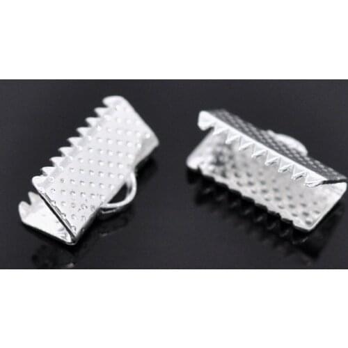 DoreenBeads 100 Silver color Textured End Caps Crimp Beads 13x8mm (B14704), yiwu