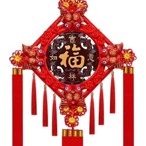 Chinese Knot Pendant Living Room Large Peach Wood Fu Chinese Knot Hallway Housewarming Chinese Knot Home Decoration Wall Hanging