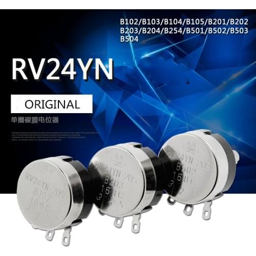 5pcs Potentiometer RV24YN20S B102/B202/B502/B103/B203/B104 1K 10K Adjustable resistance single turn carbon film potentiometer