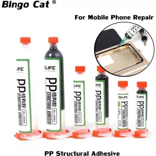 RELIFE RL035A PP Structural Adhesive Black Transparent Glue With Gun For Phone Frame Back Cover Bracket Bonding With 5 Needle