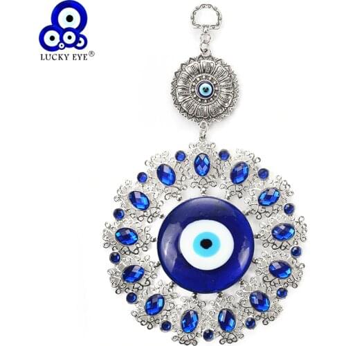 Lucky Eye Turkish Evil Eye Wall Hanging Glass Keychain Ethnic Crystal Big Eye Car Key Chain Fashion Jewelry EY4914