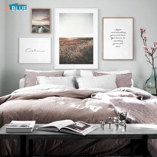 Scandinavian Grass Field Sunset Canvas Poster Nature Wall Art Print Landscape Painting Decorative Picture Nordic Decoration Home