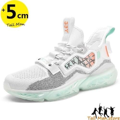 Sports Sneakers Men Elevator Shoes Height Increasing Heightening Shoes Insoles 5CM Mesh Shoes