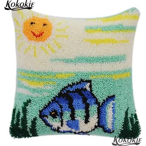 Stitch throw pillow Crocheting Rug Yarn Pillowcase latch hook pillows embroider needlework kits Cross-stitch Cushion Mat