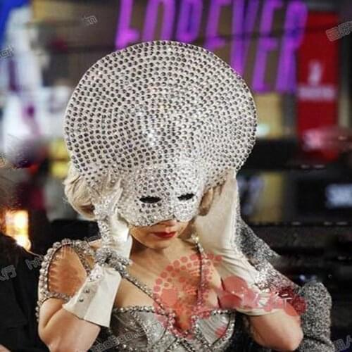 Super exaggerated dense rhinestone mask Party gogo mask singer Venice handmade exaggerated Halloween masks