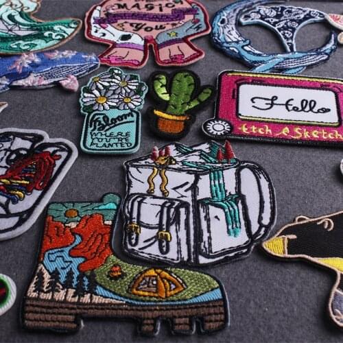Outdoor Camping Embroidered Patches For Clothing Accessories Applique Bag Thermo Adhesive Patch Sew Patches Iron on Clothes DIY