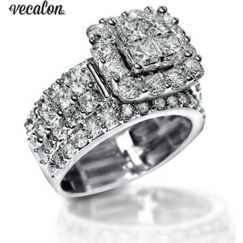 Vintage Court Ring 925 sterling Silver Square AAAAA cz Promise Engagement Wedding Band Rings For Women Bridal Jewelry