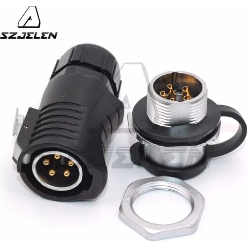 XHP20 series, 20mm Panel mount Plug socket waterproof connector 5pin, Industrial cable connector , IP67 automotive connector