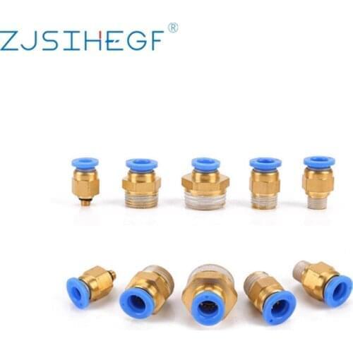 10PCS PC Air Pneumatic Fitting 4mm 6mm 8mm 10mm Hose Tube 1/4 BSP 1/2 1/8 3/8 Male Thread Pipe Connector Quick Coupling Brass