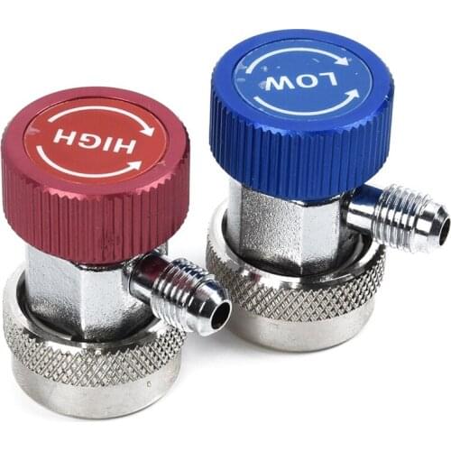 2 Sets of Auto Air Conditioner Quick Connector Adapter H/L Manifold Connector Suitable for R134A