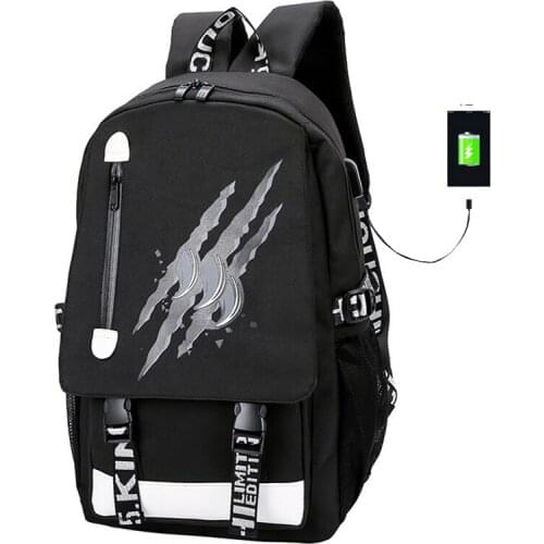 2020 Boys' Schoolbag USB Charging High School Collage Youth Backpack Boy Luminous Design Schoolbag Zipper High Quality Polyester