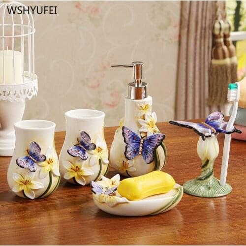 5Pcs Direct sales new garden bathroom toothbrush creative ceramic wash cup wedding bathroom storage decoration supplies