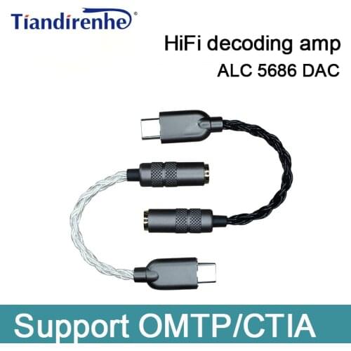 New ALC5686 chip Type-C To 3.5mm Audio cable HiFi Digital Decoding amp DAC Sound Card Earphone For Huawei20 30pro MEIZU Andro