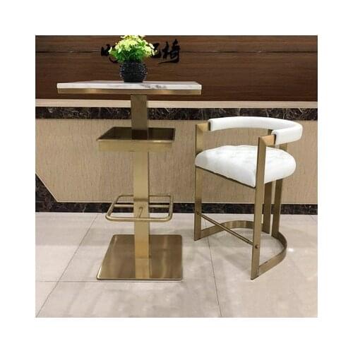 ChinaFurniture Manufacturing Factory Light Luxury Velvet Stainless Steel Foot Bar Stool