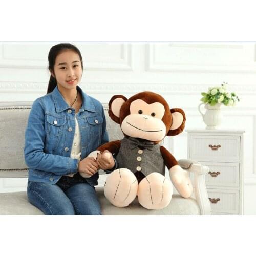 Big new plush happy monkey toy creative vest and bow monkey doll gift about 90cm 0063