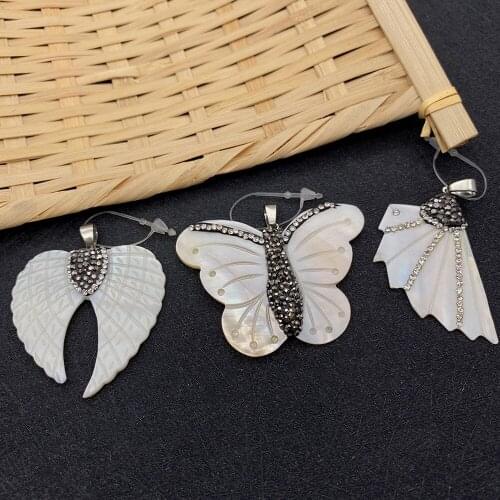 1 Piece of Freshwater Shell Pendant Wing-shaped Butterfly-shaped Jewelry Making Necklace Earrings White Ladies Charm Pendant