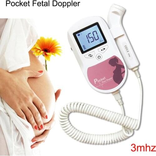 3.0 MHZ CONTEC SonolineA Baby Sound C Doppler Fetal Heart Rate Monitor Home Pregnancy Heart Rate Detector LCD Display Pink