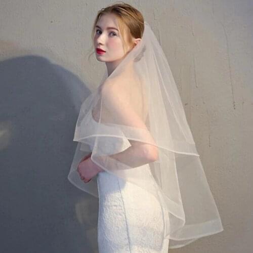 Elegant Retail Cheap Bridal Veils White Organza One Layer Bride Wedding Veils Wedding Accessory