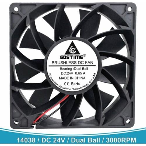 Gdstime 14CM 14038 140*38mm Cooling Fan DC 24V 2Pin Ball Bearing 140mm x 140mm x 38mm 140mm Powerful Computer Case Cooler Fan