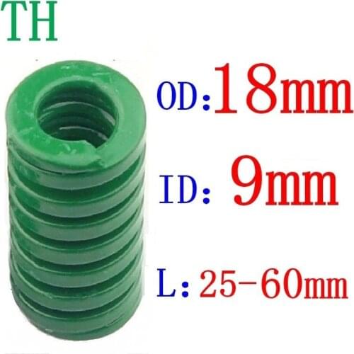 Hot Sale 1Pcs Od 18mm Id 9mm Length 20-60mm Green heavy load Spiral Stamping Compression Die Spring Helical