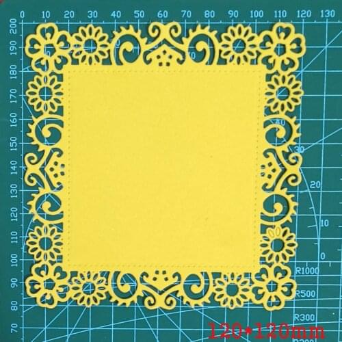 Lace Flower Square Frame Metal Cutting Die Stencils for DIY Scrapbooking Album Decor Embossing Paper Cards craft Die Template