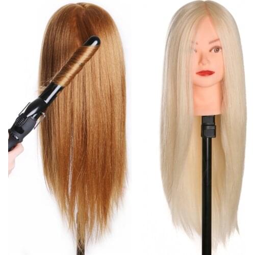 Can Be Curled Mannequin Dolls 60% Real Human Hair Training head dolls for hairdressers blonde color professional styling head