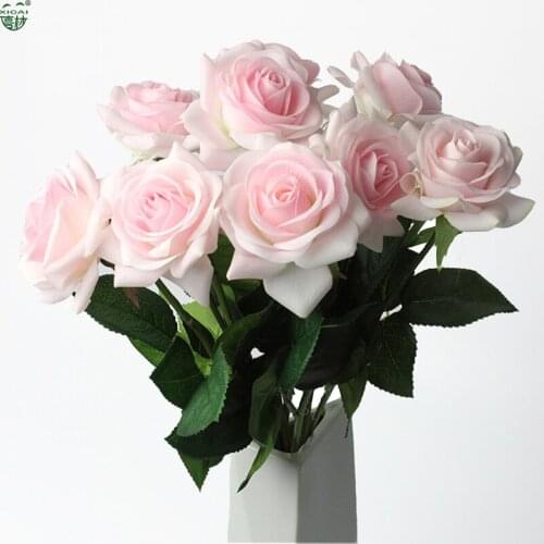 BUY 2LOT GET EXTRA 10%OFF) 11Pieces/Lot Home/Wedding Decoration Artificial Flower Bride Bouquet Latex Real Touch Rose Flowers