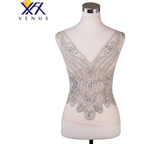 Thanksgiving Bridal Crystal Beaded Bodice for Sewing on Wedding Dress Rhinestone Patch Applique Ball Gown Applique Trimming