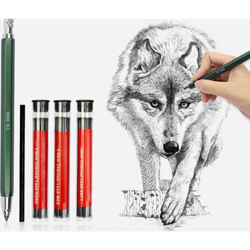Mechanical Charcoal Pencil Core Lead Refills for Sketch Painting Drawing School Office Supply Stationery 4.0mm