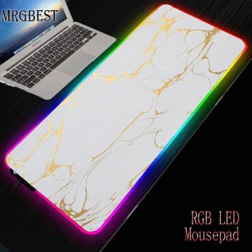 MRGBEST Fashion Marble Game Large RGB Black Lockedge Game LED USB Mouse Pad Laptop Desk Keyboard Rubber Non-slip Mat CSGO DOTA L