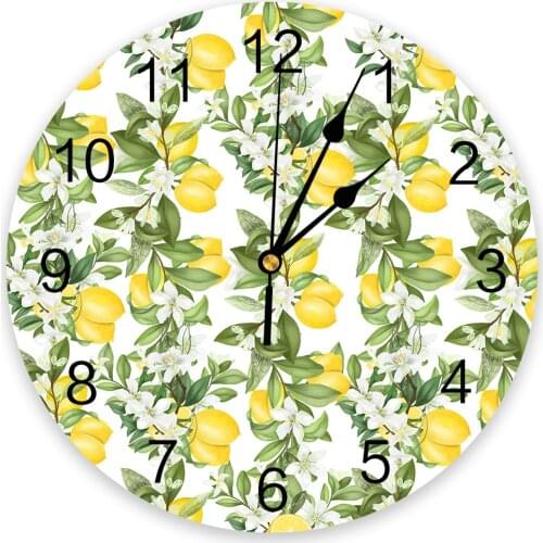 Summer Lemon Leaves Flowers Wall Clock For Modern Home Decoration Teen Room Living Room Needle Hanging Watch Table Clock