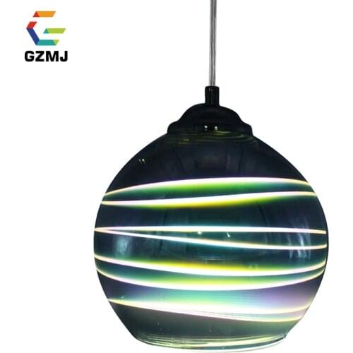 GZMJ Novelty LED Hanging Lamp 3D Colorful Streak Glass Pendant Lights E27 Modern Hanglamp for Bedroom Dining Room Living Room