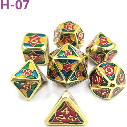 New dnd dice set 7pcs/set dados rol d6 d10 d20 metal polyhedra d&d rpg dice dobbelstenen kości do gry uncle dnd