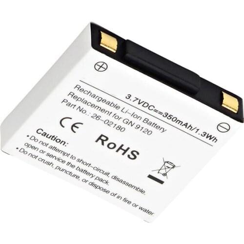 New 3.7V 350mAh Li-ion Battery for GN9120, GN9125 Bluetooth Headset Rechargeable Accumulator Pack Replacement 2901-249, 14151-01
