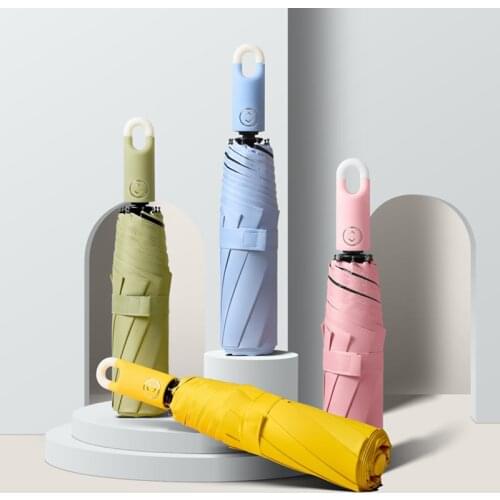 New Creative Portable Umbrella Automatic Three-fold Umbrella Sun and Rain Black Coating Anti-UV Umbrella