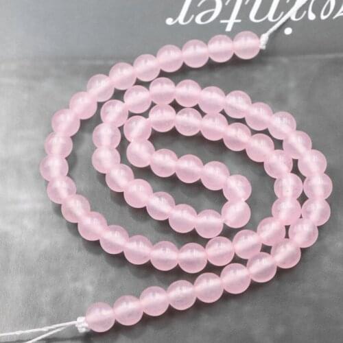 Wholesale Price Pink Crystal Natural Stone Round Jades Spaces Chalcedony Loose Beads for Jewelry Making DIY Accessories 15" B18