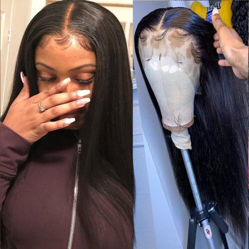 PAFF Brazilian Straight Remy Hair 4*4 Silk Base Lace front Human Hair Wigs With Baby Hair Pre Plucked Silk Top Natural Skin