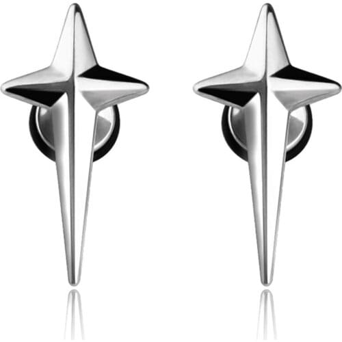 Punk Cross starlight stainless steel stud earring for men Simple brinco masculino 2020 fashion jewelry accessories oorbellen