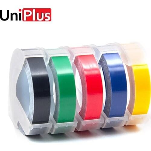 UniPlus 5pcs/lot Dymo 3D Label Tapes 9mm DIY Embossing Letter Printer for Motex E-101 E202 Black Red PVC Ribbons Label Maker