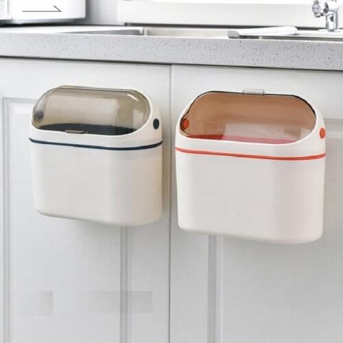 Plastic Waste Bin Kitchen Cabinet Door Hanging Trash Bin Garbage Can Wall Mounted Rubbish Container for Bathroom Toilet Trashes