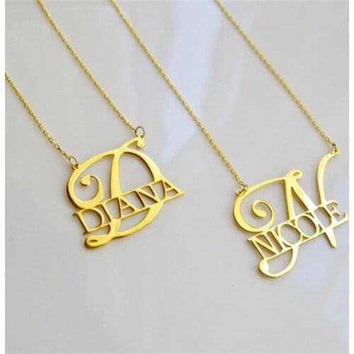 Custom Big Letter Charm Necklace Jewelry Stainless Steel Personalized Name Choker Necklace for Women Customized Capital Pendant