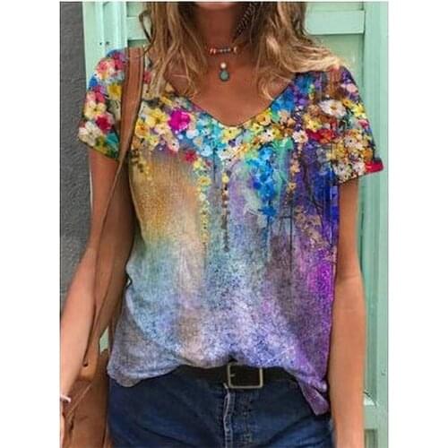 Popular womens printed short-sleeved T-shirt shirt