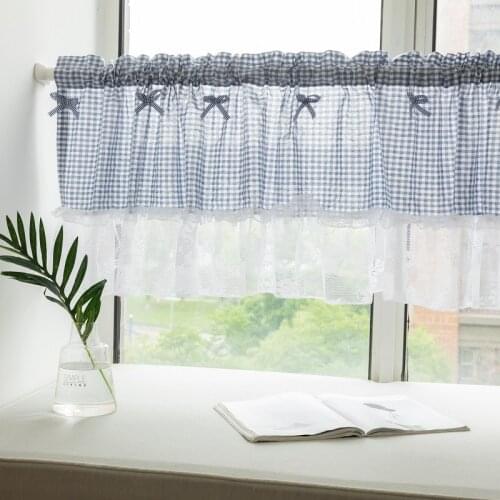 Simple curtain small half curtain lattice lace window valance porch partition tube curtain